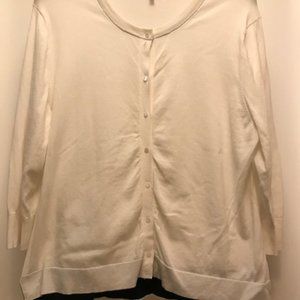 Crown and Ivy White cardigan with navy inside trim